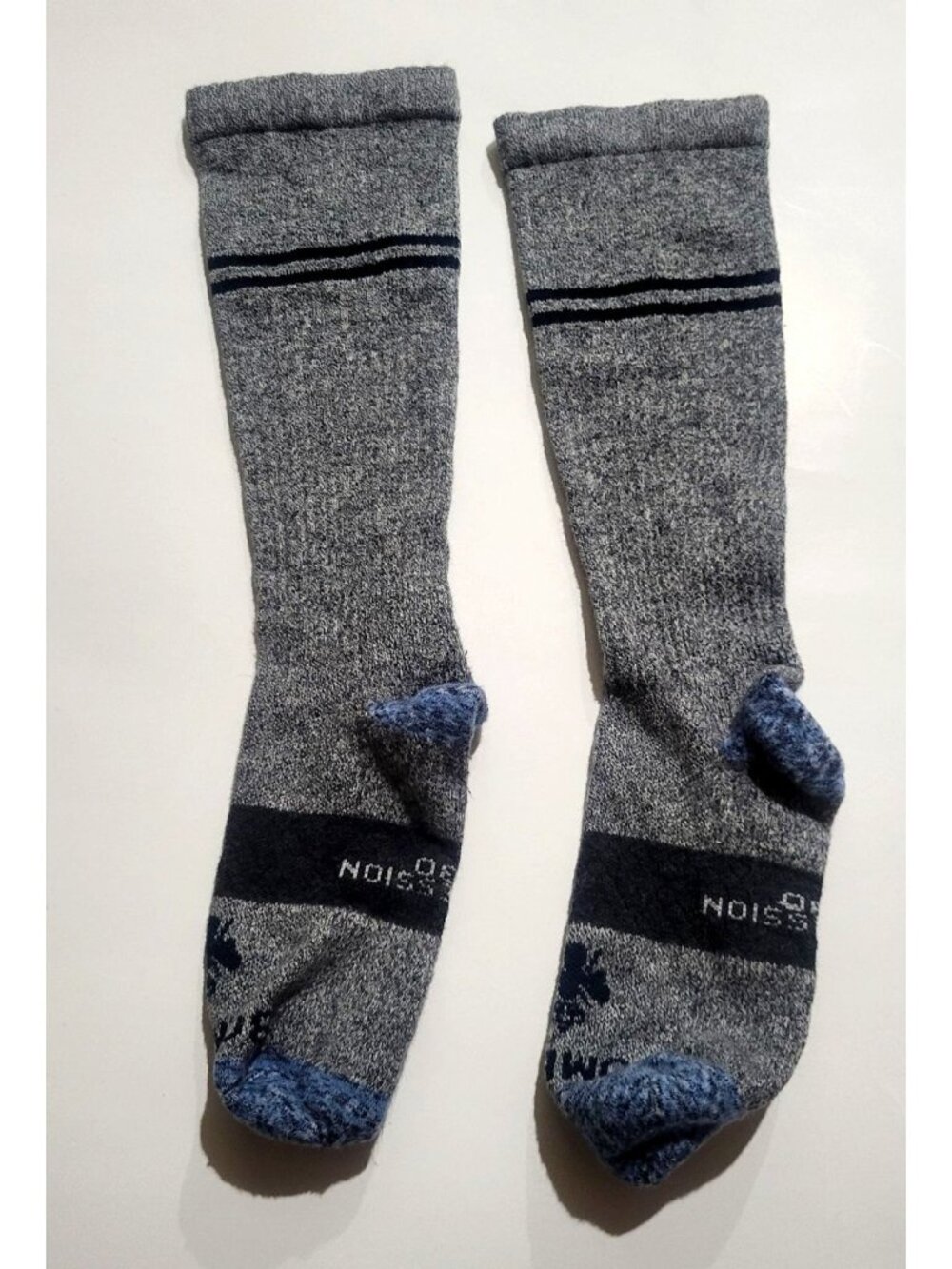 Bombas Mens Heathered Gray & Navy Everyday Compression Socks 20-30 Large